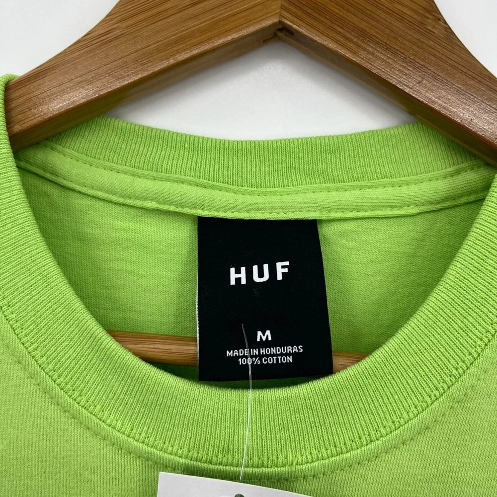 HUF‎ Worldwide T-Shirt Men's Size M Lime Green Flower Logo Graphic Tee New NWT - Picture 6 of 10